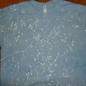 Paint Splattered Handmade Blue Short Sleeve T-shirt Large